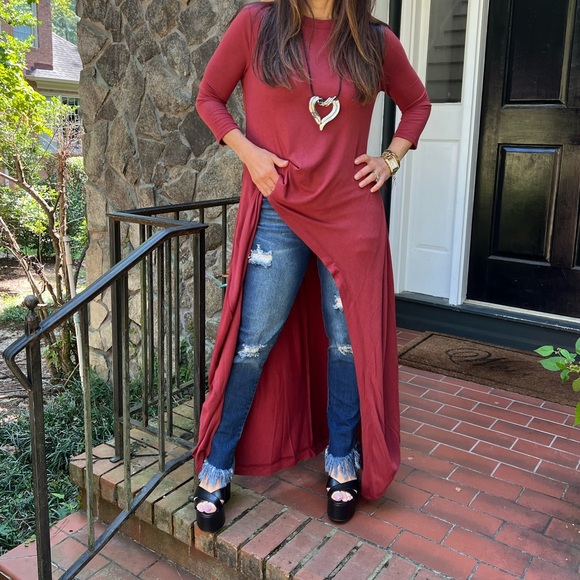 45 Boho high low Rust fabulous tunic dress - Picture 3 of 6